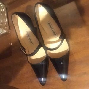 Manolo Blahnik black patent leather Mary Janes